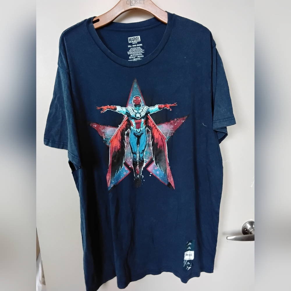 Marvel Navy Short-Sleeve T-Shirt with Vision Star Graphic